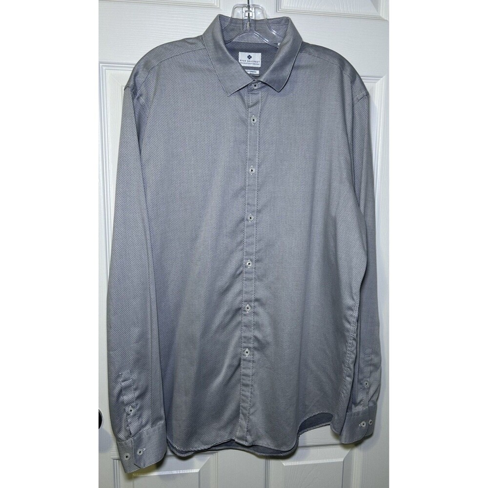 Ryan Seacrest Men’s Long Sleeve Slim Fit Stretch Non Iron Cotton Button Up 50R